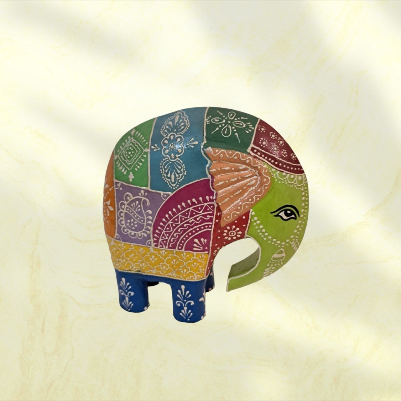 Wooden Elephant: Hand Painted Decorative Delight