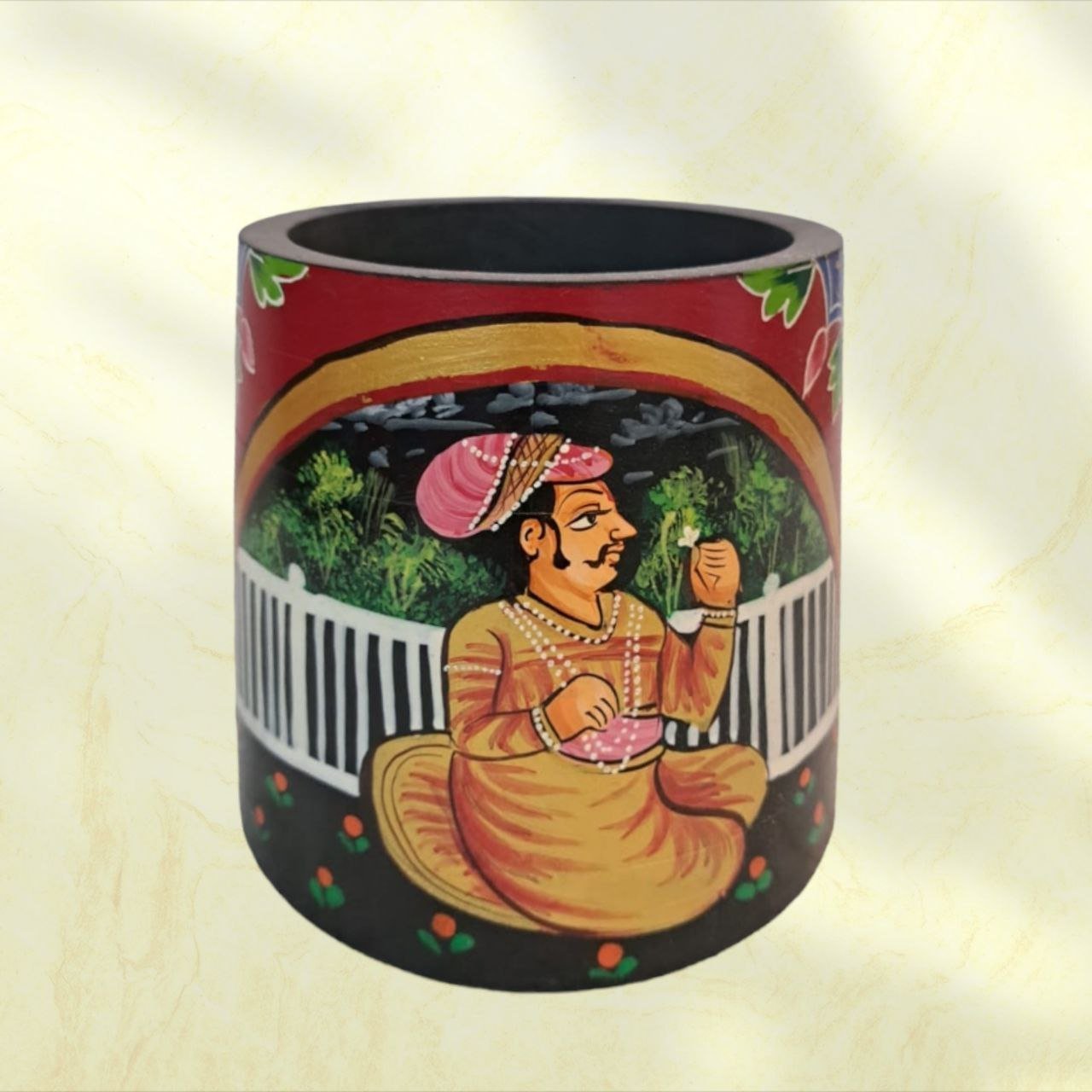 Handpainted Wooden Planter: Nature's Artistry for Your Home