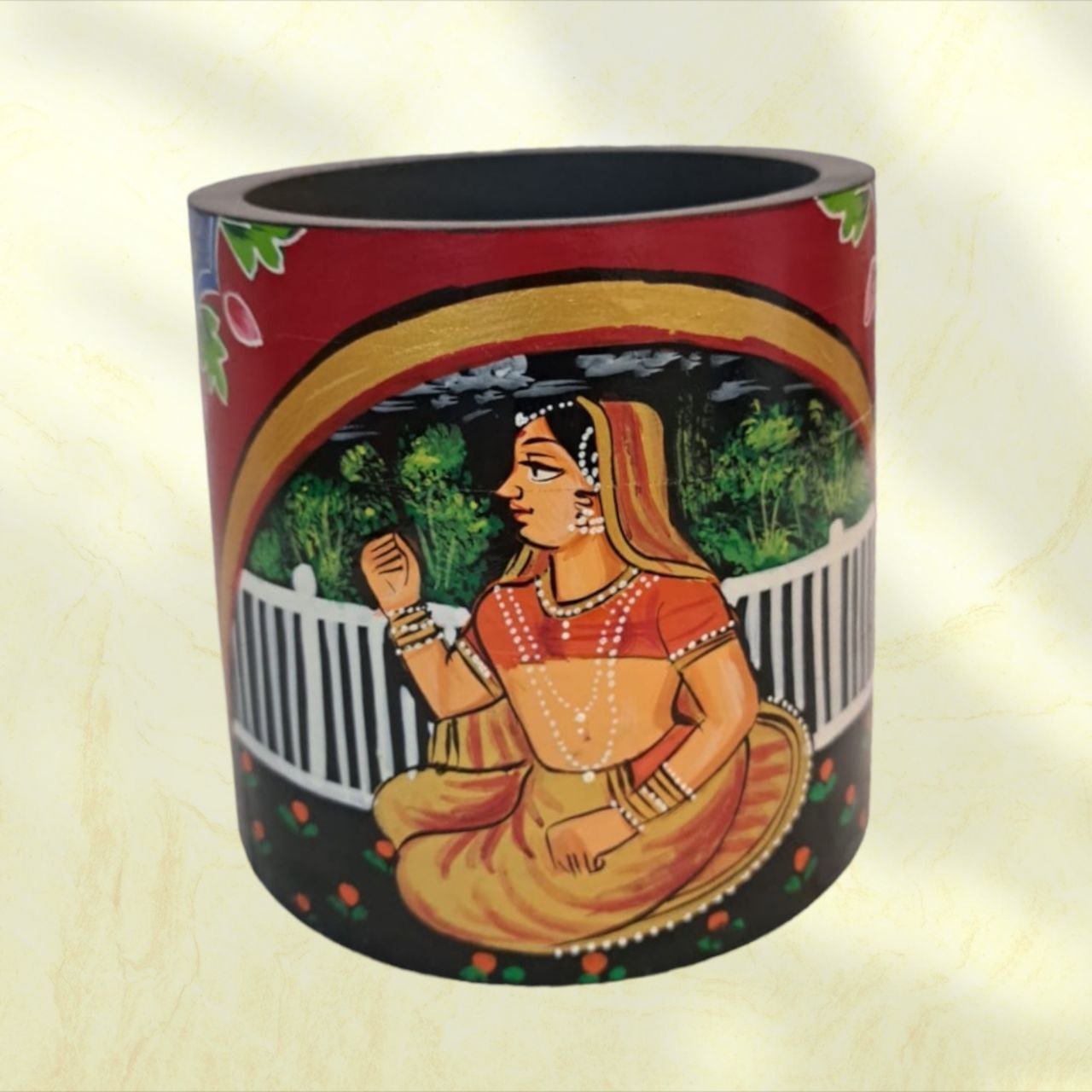Handpainted Wooden Planter: Nature's Artistry for Your Home