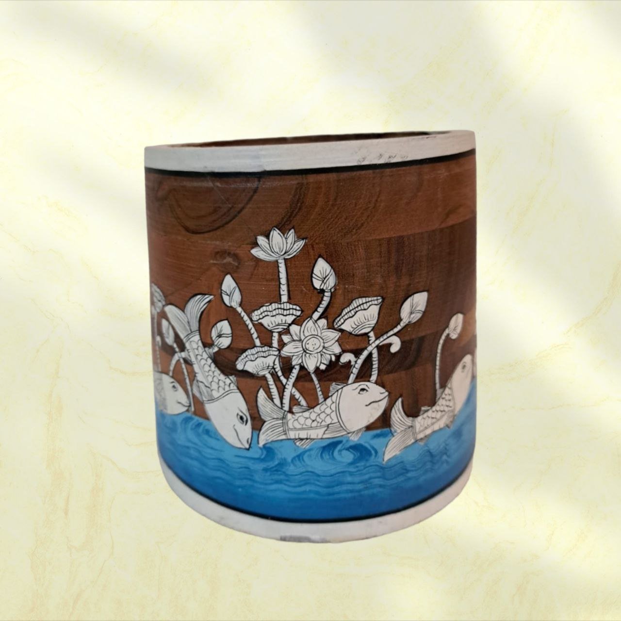 Handpainted Wooden Planter: Nature's Artistry for Your Home