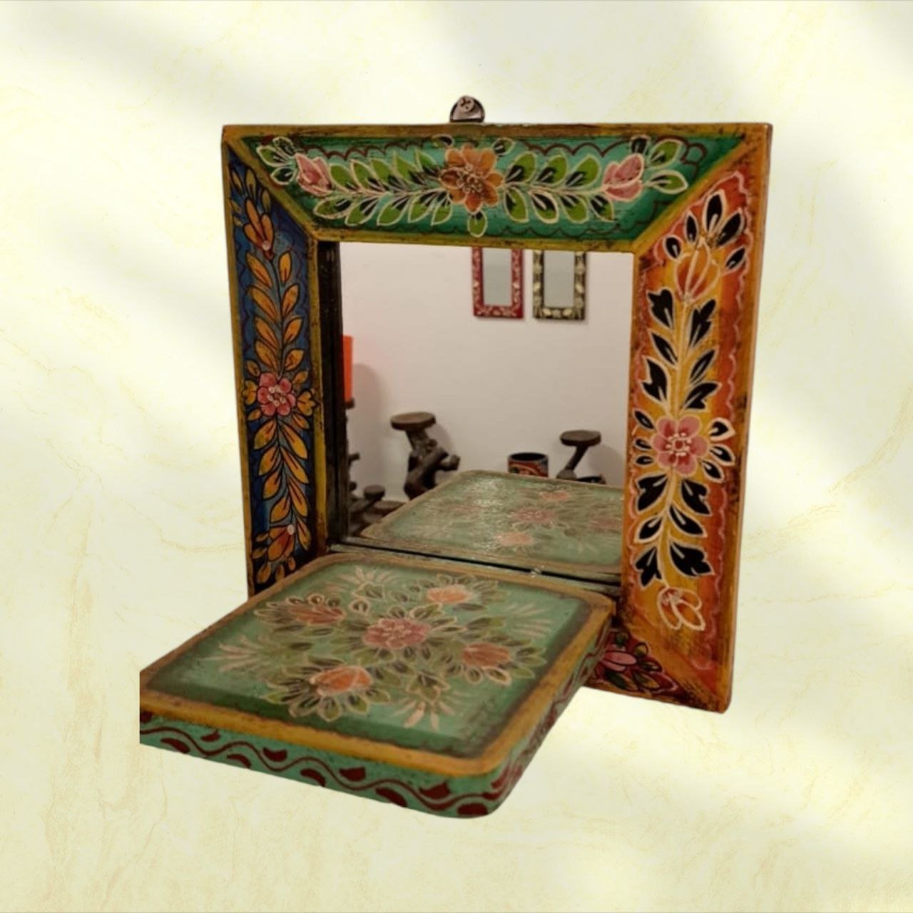 Elevate Your Space with a Handpainted Jharoka Mirror: A Timeless Piece of Art