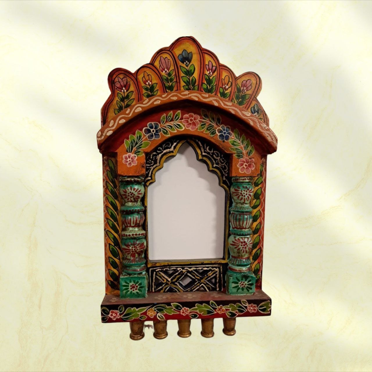 Elevate Your Space with a Handpainted Jharoka Mirror: A Timeless Piece of Art