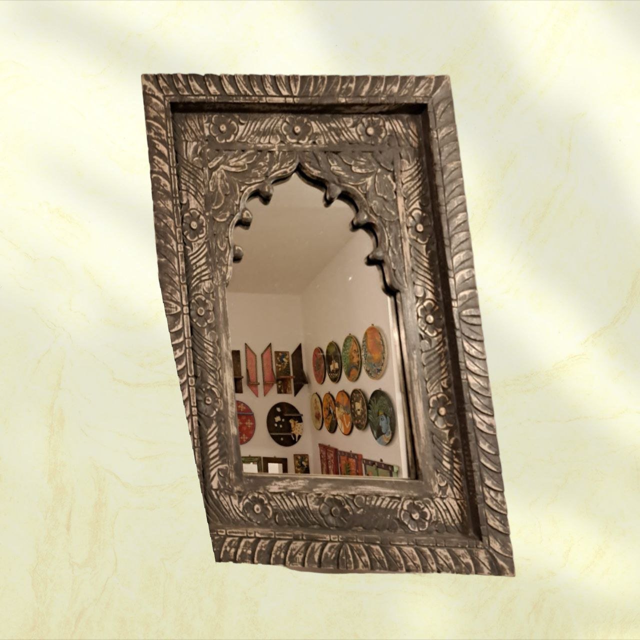 Elevate Your Space with a Handpainted Jharoka Mirror: A Timeless Piece of Art
