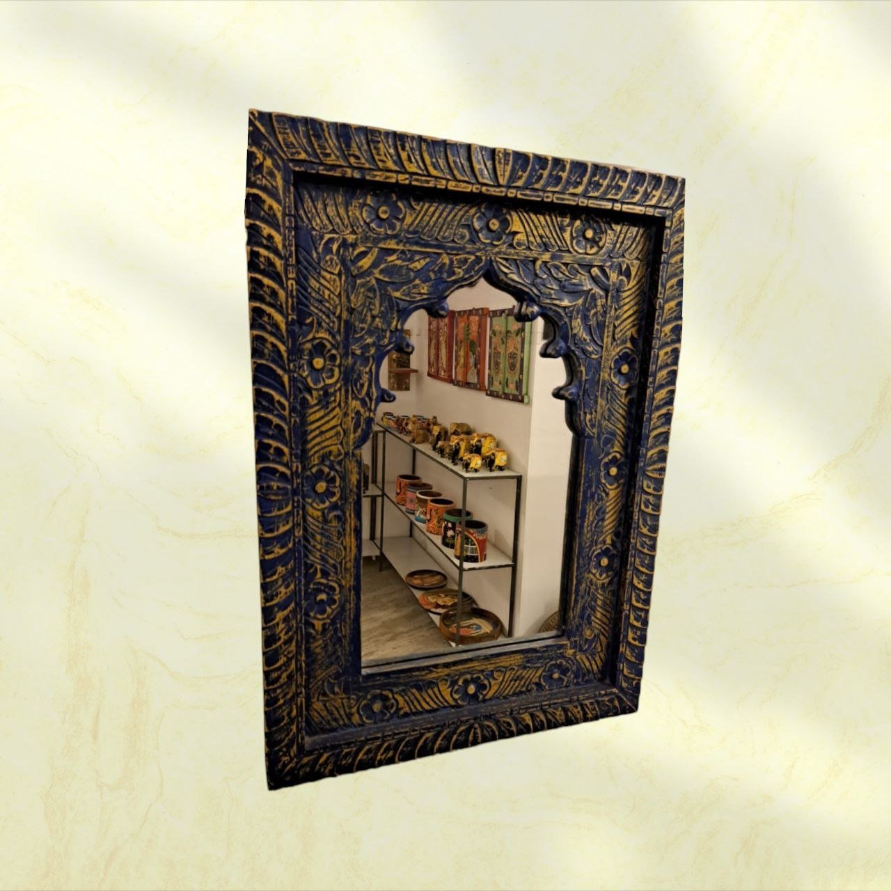 Elevate Your Space with a Handpainted Jharoka Mirror: A Timeless Piece of Art