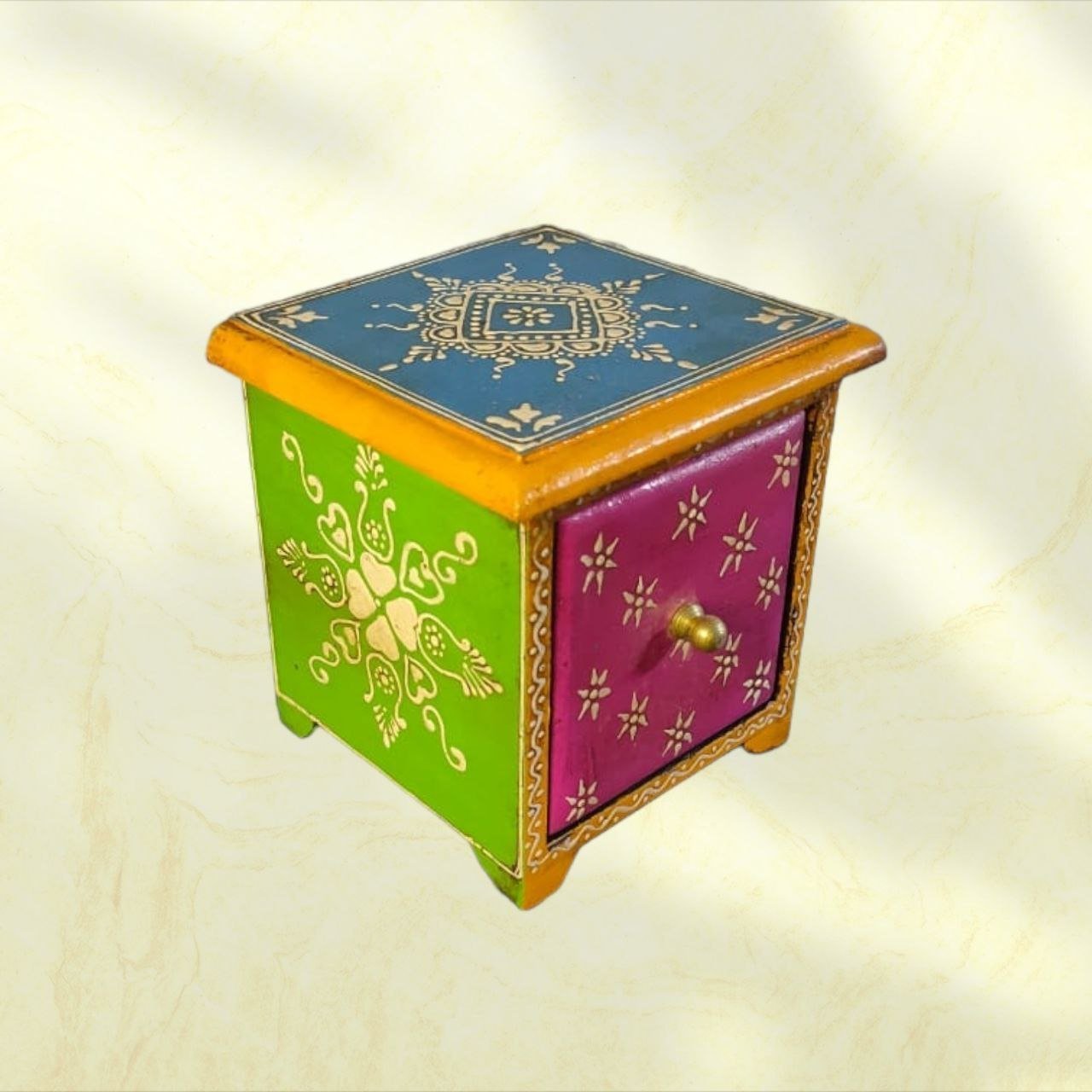Small Jewelry Box Wooden Hand Painted Single Door: Organize Your Treasures with Style
