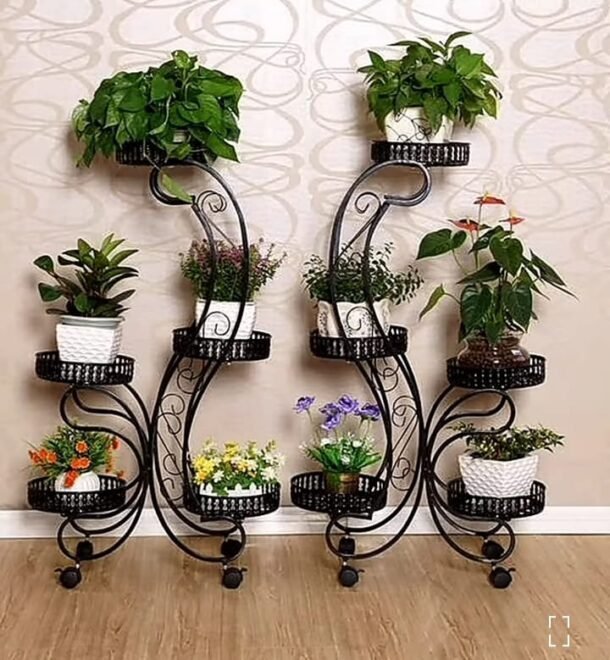 Premium Plants Stand for 10 Plants - Indoor/Outdoor Garden Organizer