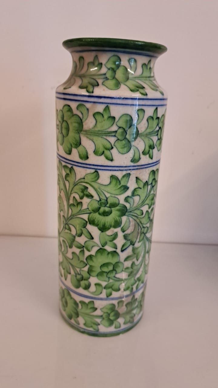 Blue Pottery Bottle Flower Vase