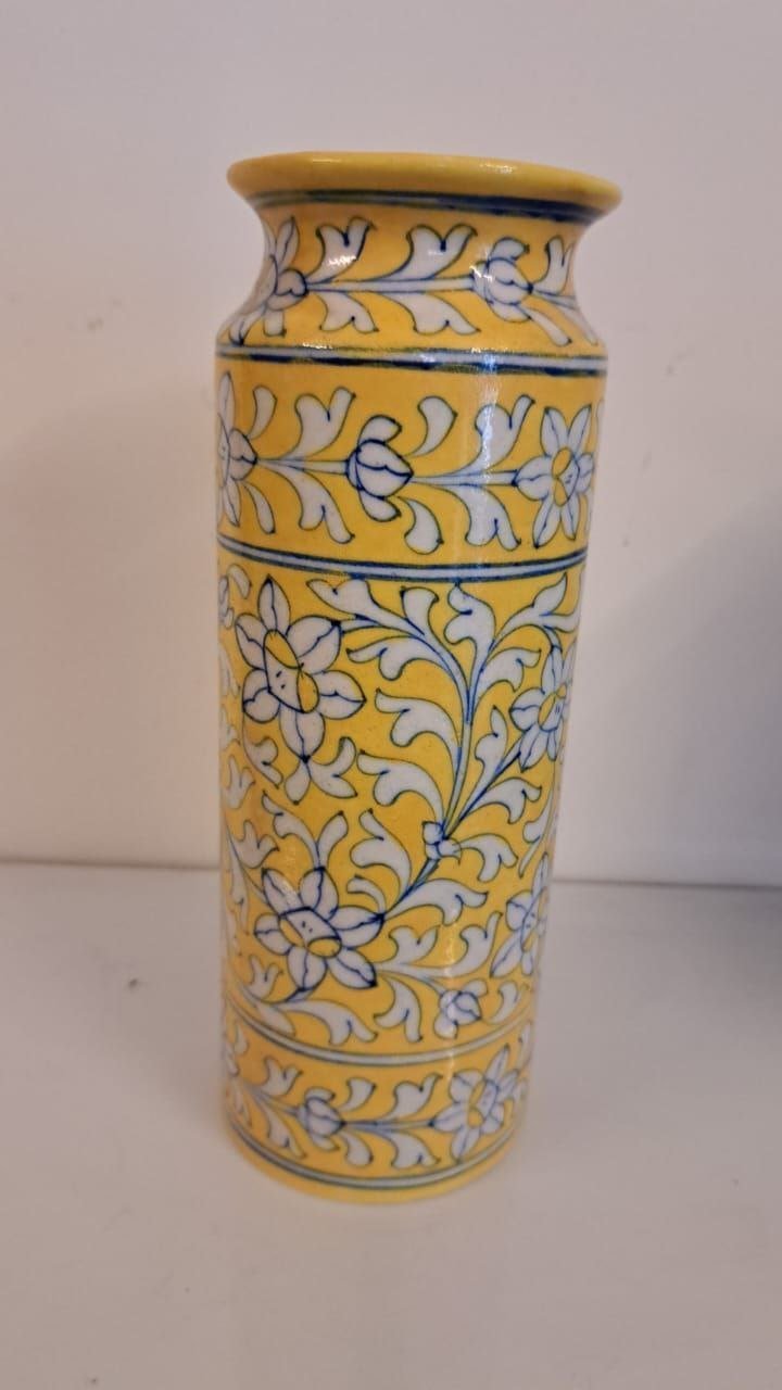 Blue Pottery Bottle Flower Vase
