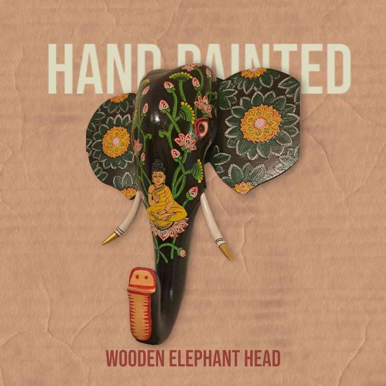 Hand Painted Wooden Elephant Head: Exquisite Décor for Your Space